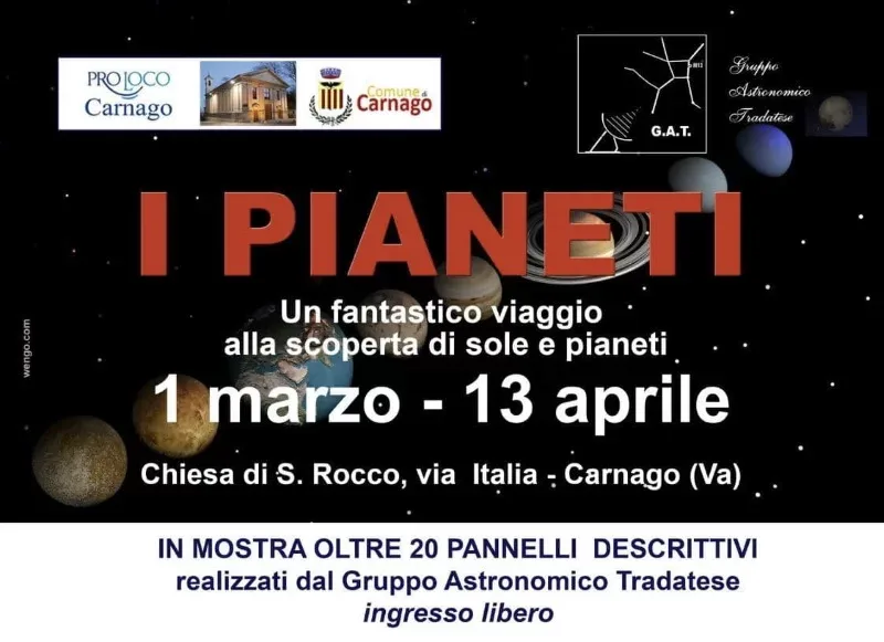Locandina: Mostra gratuita "I Pianeti" a Carnago